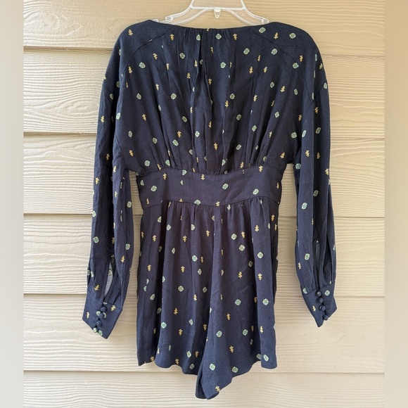 Free People Black and Gold Patterned Romper Size XS - Picture 10 of 15
